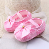 Newborn Infant Flower Satin Crib Shoes