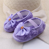 Newborn Infant Flower Satin Crib Shoes