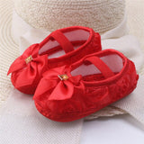 Newborn Infant Flower Satin Crib Shoes