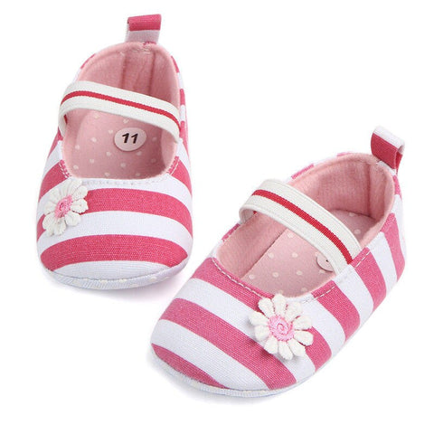 Newborn Princess Flower Baby Girl Canvas Soft Crib Shoes