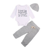Newborn Baby Boy Long Sleeve Little Brother Romper +Long Pants Set