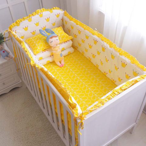 5PCS Cartoon Baby Crib Bumper Set 120*70 CM Nordic Cotton Bumper For Newborns