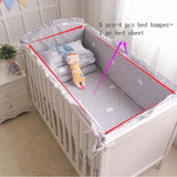 5PCS Cartoon Baby Crib Bumper Set 120*70 CM Nordic Cotton Bumper For Newborns
