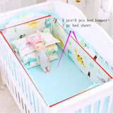 5PCS Cartoon Baby Crib Bumper Set 120*70 CM Nordic Cotton Bumper For Newborns